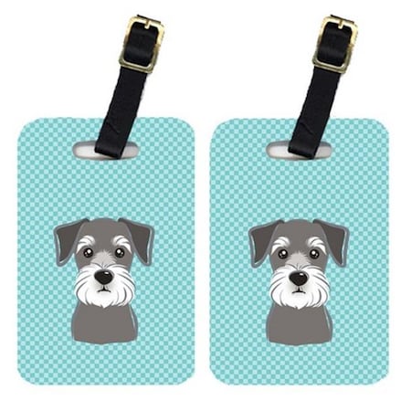 Carolines Treasures Carolines Treasures BB1144BT Pair Of Checkerboard Blue Schnauzer Luggage Tags BB1144BT